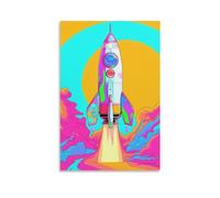 DHBANEIOK Space Rocket Canvas Print Colourful Wall Art -Modern Room Bedroom Piece Home Decor Interior Design 12x18inch(30x45cm)