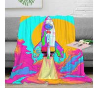 DHBANEIOK Space Rocket Gaming Blanket 3D Design Bed Blanket Bedding Decorative Super Soft Warm Bed Blanket For Living Room for Bed Couch Blanket Adult Kids 40x50inch(100x130cm)