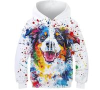 DHBANEIOK Teen Girl Boy Bernese Mountain Dog Hoodies 3D Print Vivid Animal Cartoon Graphic Sweatshirt Pocket Pullover Hoodie for 8-9Y