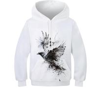 DHBANEIOK Teen Girl Boy Bird 3D Prints Pullover Jumpers Breathable Hoodies Patterned Sweatshirts 6-7Y