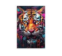 DHBANEIOK Tiger Print, Canvas Wall Art, Pictures for Living Room And Bedroom, Prints for Special Occasions 20x30inch(50x75cm)