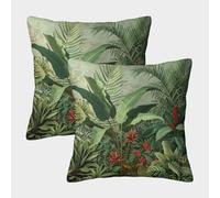 DHBANEIOK Tropical Plants Square Pillow Covers Pack of 2 Invisible Zipper Green Leaves Pillow Cover Throw Pillow Covers for Living Room Sofa Couch Bed Pillowcases 50x50cm