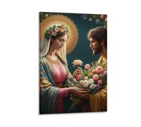 DHBANEIOK Virgin Mary And Joseph Poster Artwork Giclee Canvas Prints Modern Canvas Wall Art Picture Wall Hanging for Office Gym Living Room Decor 20x30inch(50x75cm)