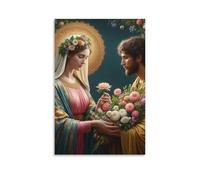 DHBANEIOK Virgin Mary And Joseph Wall Decor Poster Giclee Canvas Prints Modern Wall Art Picture Wall Hanging for Living Room Home Decorations 24x36inch(60x90cm)