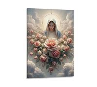 DHBANEIOK Virgin Mary Roses_1 Poster Artwork Canvas Prints Picture Modern Canvas Wall Art Picture Wall Hanging for Home Decorations 20x30inch(50x75cm)