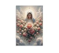 DHBANEIOK Virgin Mary Roses_1 Poster Artwork Giclee Canvas Prints Modern Canvas Wall Art Picture Wall Hanging for Living Room Bedroom Home Decorations 16x24inch(40x60cm)