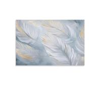 DHBANEIOK Wall Art Artistic Feather Paintingon Canvas White Feather Modern Artwork The Picture Print On Home Decor for Living Room Bedroom Home Decorations 20x30inch(50x75cm)