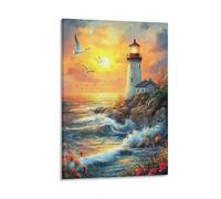 DHBANEIOK Wall Art Coastal Lighthouse Paintings on Canvas Wall Decor Paintings Prints Artwork The Picture Print On Home Decor for Bedroom Home Decorations 16x24inch(40x60cm)