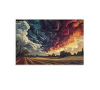 DHBANEIOK Wall Art Colorful Auspicious Clouds Paintingon Canvas Rice Field Artwork on Canvas The Picture Print On Home Decor for Bedroom Living Room Decor 24x36inch(60x90cm)