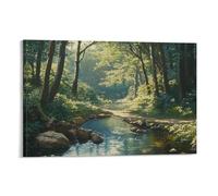 DHBANEIOK Wall Art Creek Paintingon Canvas Forest Artwork on Canvas Pictures Paintings Home Decor for Bedroom Living Room Decor 16x24inch(40x60cm)