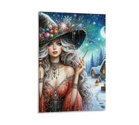 DHBANEIOK Witch Winter Wonderland Wall Decor Poster Canvas Prints Picture Modern Wall Art Picture Wall Hanging for Office Gym Living Room Decor 24x36inch(60x90cm)