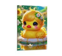 DHBANEIOK Yellow Duck Wall Decor Poster Canvas Prints Picture Modern Wall Art Picture Wall Hanging for Bathroom Wall Decor 16x24inch(40x60cm)