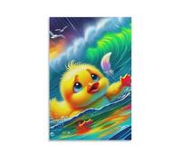 DHBANEIOK Yellow Duck Wall Decor Poster Giclee Canvas Prints Modern Wall Art Picture Wall Hanging for Bathroom Wall Decor 12x18inch(30x45cm)