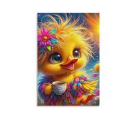 DHBANEIOK Yellow Duck Wall Decor Poster Giclee Canvas Prints Modern Wall Art Picture Wall Hanging for Bedroom Living Room Decor 12x18inch(30x45cm)