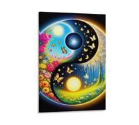 DHBANEIOK Yin-yang Poster Artwork Giclee Canvas Prints Modern Wall Art Picture Wall Hanging for Bathroom Wall Decor 24x36inch(60x90cm)