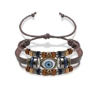 Dhdgzq Blue Evil Eye Bracelets,Mens Bracelet,Evil Eye Lucky Bracelet for Protection Blessing,Black Bead Protection Jewelry Handmade Bracelet for Women Men Spiritual Gift, 9.8 Inches, Stone, no