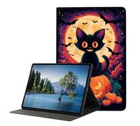 DHEEBFWE Case for iPad 5th/6th Gen 9.7" 2017/2018,iPad Air 1/2 9.7 Inch,Slim PU Leather Cover Adjustable Stand Auto Wake/Sleep,Halloween Black Cat Pumpkin