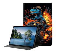 DHEEBFWE Case for iPad Air 3 10.5" 2019/iPad Pro 10.5" 2017,Slim PU Leather Cover Adjustable Stand Auto Wake/Sleep,Dinosaur in Monster Truck