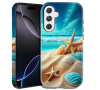 DHEEBFWE Case for Samsung Galaxy A16 5G,Hybrid 2-Layer Hard Shell+Silicone Double Protective Scratch-Resistant Shockproof Case for Men Boys Women Girls,Beach Shell Starfish