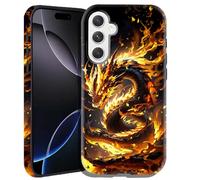 DHEEBFWE Case for Samsung Galaxy A36 5G,Hybrid 2-Layer Hard Shell+Silicone Double Protective Scratch-Resistant Shockproof Case for Men Boys Women Girls,Fire Dragon