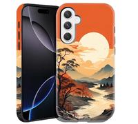 DHEEBFWE Case for Samsung Galaxy A36 5G,Hybrid 2-Layer Hard Shell+Silicone Double Protective Scratch-Resistant Shockproof Case for Men Boys Women Girls,Sunset Mountain Forest
