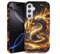 DHEEBFWE Case for Samsung Galaxy S25 FE 6.7",Hybrid 2-Layer Hard Shell+Silicone Double Protective Scratch-Resistant Shockproof Case for Men Boys Women Girls,Fire Dragon