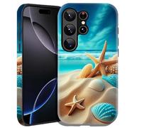 DHEEBFWE Case for Samsung Galaxy S25 Ultra 6.9",Hybrid 2-Layer Hard Shell+Silicone Double Protective Scratch-Resistant Shockproof Case for Men Boys Women Girls,Beach Shell Starfish