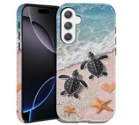 DHEEBFWE Case for Samsung Galaxy S26 FE Dual Layer Beach Turtle | Heavy-duty dual-layer PC + TPU case with shock absorption, anti-scratch protection, raised edges & screen and camera defense.