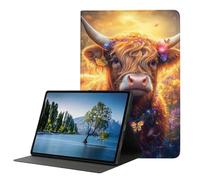 DHEEBFWE Case for Samsung Galaxy Tab A11 Plus/A9 Plus 11 Inch 2025/2023 Case,Slim Lightweight PU Leather Cover with Auto Wake/Sleep,Adjustable Viewing Angles.Cute Highland Cow
