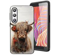 DHEEBFWE for Samsung Galaxy A17 5G Brushed Texture Case,Ultra-Thin and Soft TPU Phone Cover Designed for Samsung Galaxy A17 5G,Cute Highland Cow