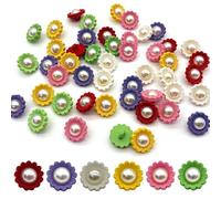 DHER 48pcs Small Fresh Flower Buttons, Decorative Buttons Sewing Colorful Sweet Hand Sewn Buttons, Hair Accessories Jewelry Clothing Decorative (D, 18mm)