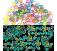 DHER Pack of 100 Large Luminous Stones, Glow in the Dark Pebbles Colourful Luminous Stones Colourful Garden Aquarium Luminous Pebbles, 2 cm Resin Luminous Stones (Starlight)