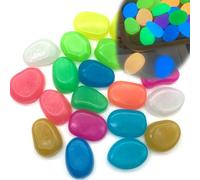 DHER Pack of 20 Large Luminous Stones, Glow in the Dark Pebbles Colourful Luminous Stones Colourful Garden Aquarium Luminous Pebbles, 4.5 cm Resin Luminous Stones (A)
