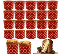 DHER Set of 20 Panettone Molds, Baking Forms for Panettones, High-Temperature Resistant, Panettone Stand, Christmas Bread Paper Cup (Red, 135 * 95 mm)