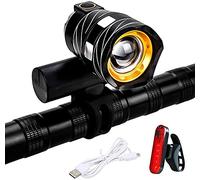 DHF USB Rechargeable Bike Lights Set- Bicycle Lights Front and Rear,Waterproof Bicycle Front Lights and Tail Light,Adjustable Aperture by Rotating,LED Cycling Lights for Road & Mountain