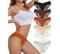 DHFBABY Sexy Cheeky Womens Underwear Comfortable Seamless Panties Luxurious Lace Bikini Briefs, Black+dark Brown+brown+white+beige+gary, M