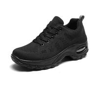 DHFMNLS Womens Dance Sneakers Jazz Shoes, Split Sole Dance Trainers Yoga Training Shoes Lace-up Ballroom Outdoor Mesh Trainers,Black-39