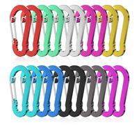 DHFUCNKO 20pcs Mini Aluminium D-Shape Non-Locking Carabiner Key Ring Clips, Multicolour, 30mm Gate Clearance, 30KG Max Weight, Ideal for Fishing, Hiking, Camping, Biking, Kayaking