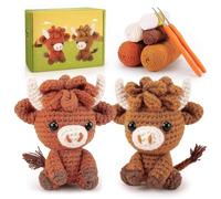 DHFUCNKO Crochet Kits for Beginners Adults,Highland Cow Crochet Kit for Beginners Adults Include,Knitting Kit for Birthday Gifts,Craft Kits Highland Cow,Crochet Starter Kit Crochet Knitting Set