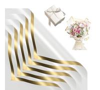 DHFUCNKO Waterproof Flower Wrapping Paper White Bouquet Wrapping Paper 58cm | 20 Sheet Florist Gift Wrapping Paper Gold Edge Flower Wrap Paper Floral Bouquet Wrapping Paper Double Sided Wrapping Paper