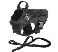 DHGTEP Dog Harness and Dog Leash Training Working Adjustable Metal Buckle Vest for Large Dogs German Shepherd (Color : Black set, Size : L)