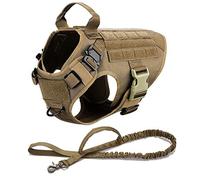 DHGTEP Dog Harness and Dog Leash Training Working Adjustable Metal Buckle Vest for Large Dogs German Shepherd (Color : Brown set, Size : L)