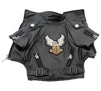 DHGTEP Dog PU Leather Jacket Waterproof Windproof Coat for Small Medium Large Dogs Doberman Schnauzer Bulldog Outdoor Winter Warm Clothes (Color : Black, Size : M)