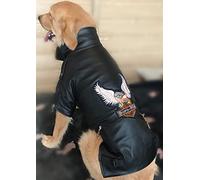 DHGTEP Large Dog Coat PU Leather Jacket Luxury Soft Dog Parka Coat Autumn Winter Waterproof Overcoat Sport Outerwear Clothing for Small Medium Dogs (Color : Black, Size : XL)