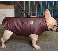 DHGTEP Small Medium Leather Dog Coat With Harness, Leather Dog Jacket Coat Warm Winter Dog Clothes Waterproof For French Bulldog (Color : Brown, Size : XXX-Large)