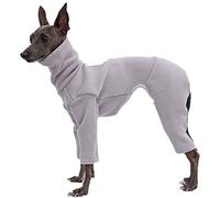DHGTEP Warm Velvet Coat for Greyhound, Whippet Dog Fleece Jumper with Legs, Windproof Turtleneck Dogs Fleece Onesie, Winter Dog Pajamas for Small Medium Large Dogs (Color : Purple, Size : M)