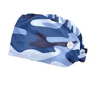 DHH166 2 Packs Working Cap with Buttons Sweatband Adjustable Hats Surgical Caps for Women Men, Camouflage Camo