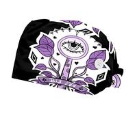 DHH166 2 Packs Working Cap with Buttons Sweatband Adjustable Hats Surgical Caps for Women Men, Eyes