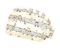 DHH166 2 Packs Working Cap with Buttons Sweatband Adjustable Hats Surgical Caps for Women Men, Musical Notes Pattern