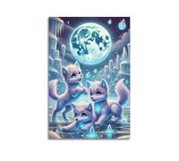 DHHMTPIYS Animal Cartoon Style Spirit Wolves In Ice Field Artwork Decorative Painting Canvas Wall Posters And Modern Family Bedroom Decor 16x24inch(40x60cm)
